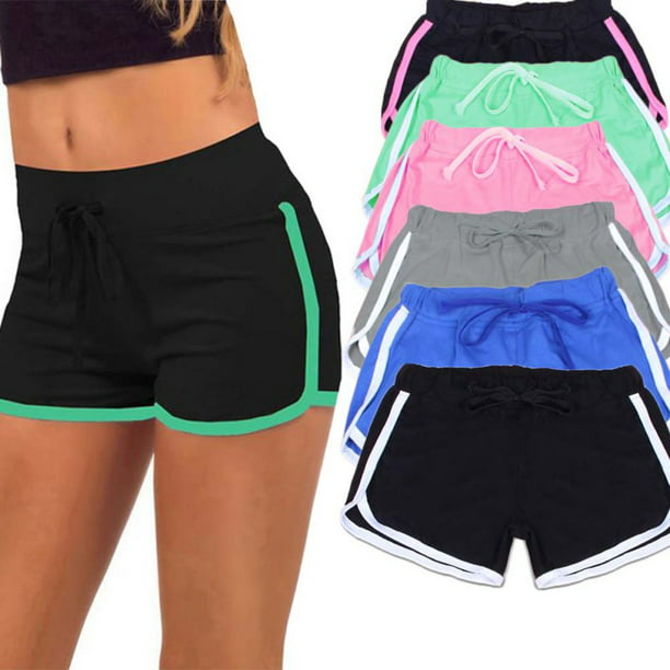 New Summer Pants Women Sports Shorts Gym Workout Waistband Skinny Yoga Short 